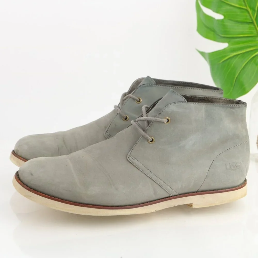 UGG Mens Harren Steifel Chukka Boot Size 12 Gray Suede Lace Up Desert Casual